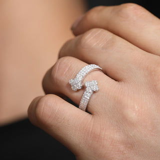 Crystal Clover Ring Zilver - Moissanite