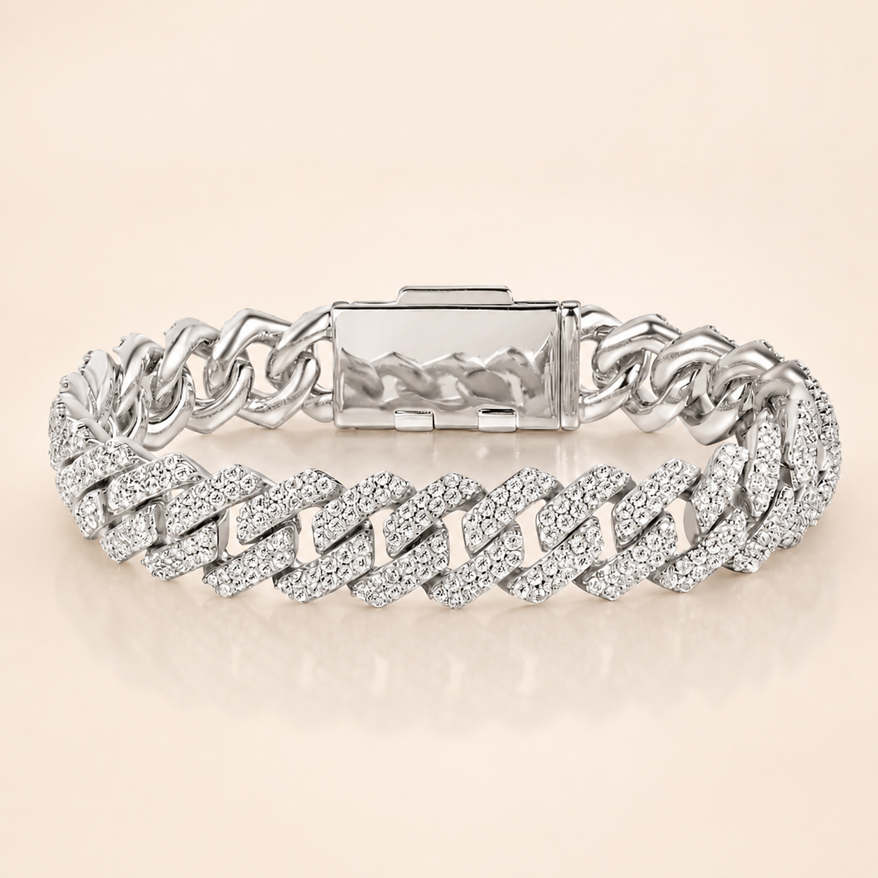 Iced Royal Cuban Armband - Zilver