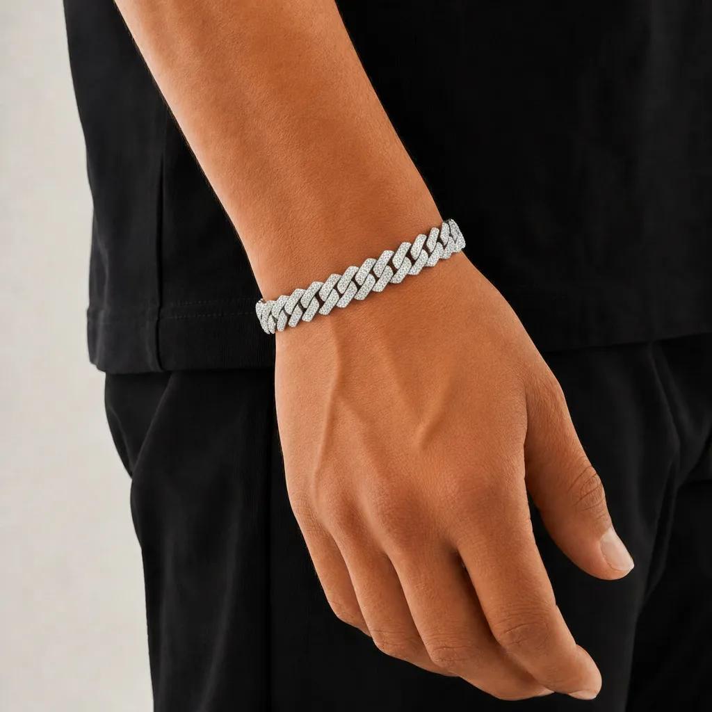 Iced Royal Cuban Armband - Zilver