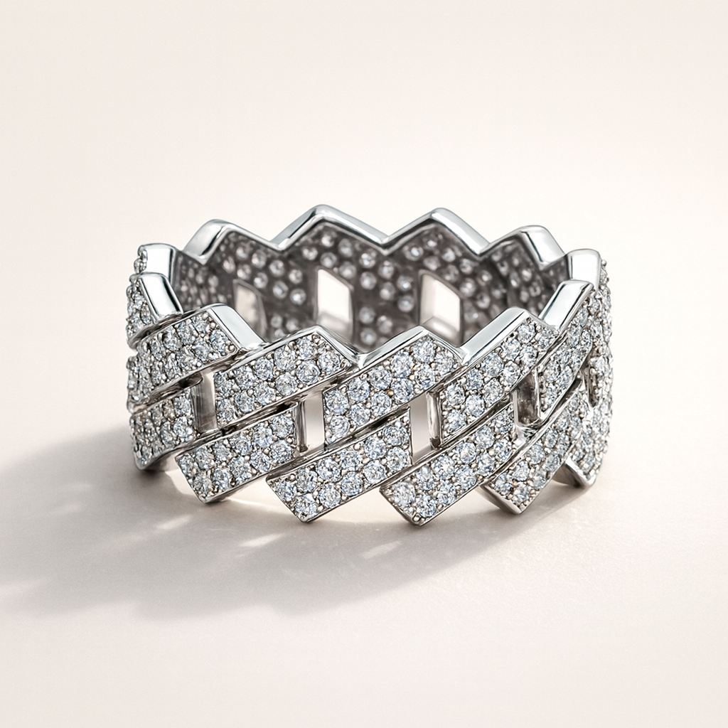 Diamond Crown Ring Zilver - Moissaniet