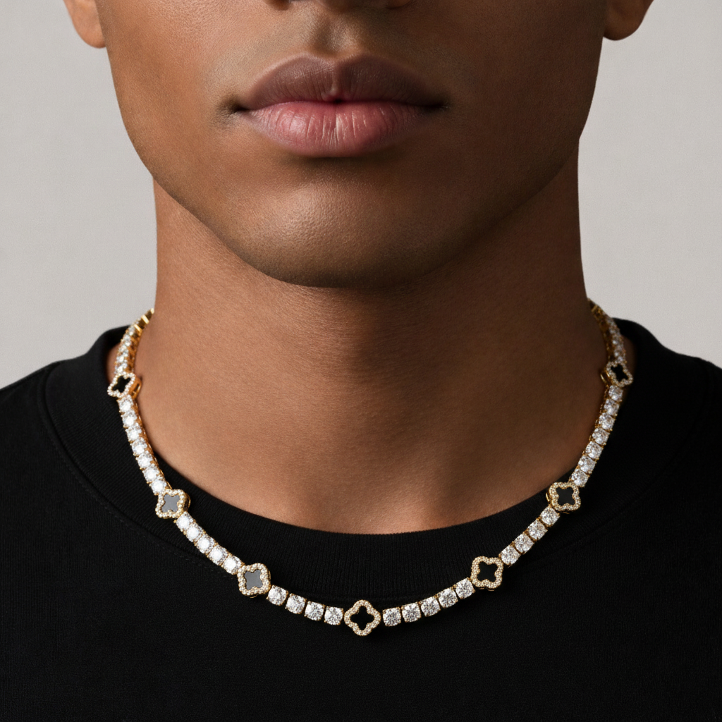 Clover Tennis Ketting Goud