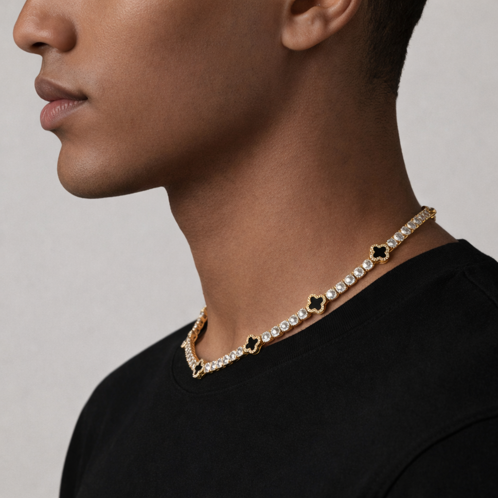 Clover Tennis Ketting Goud