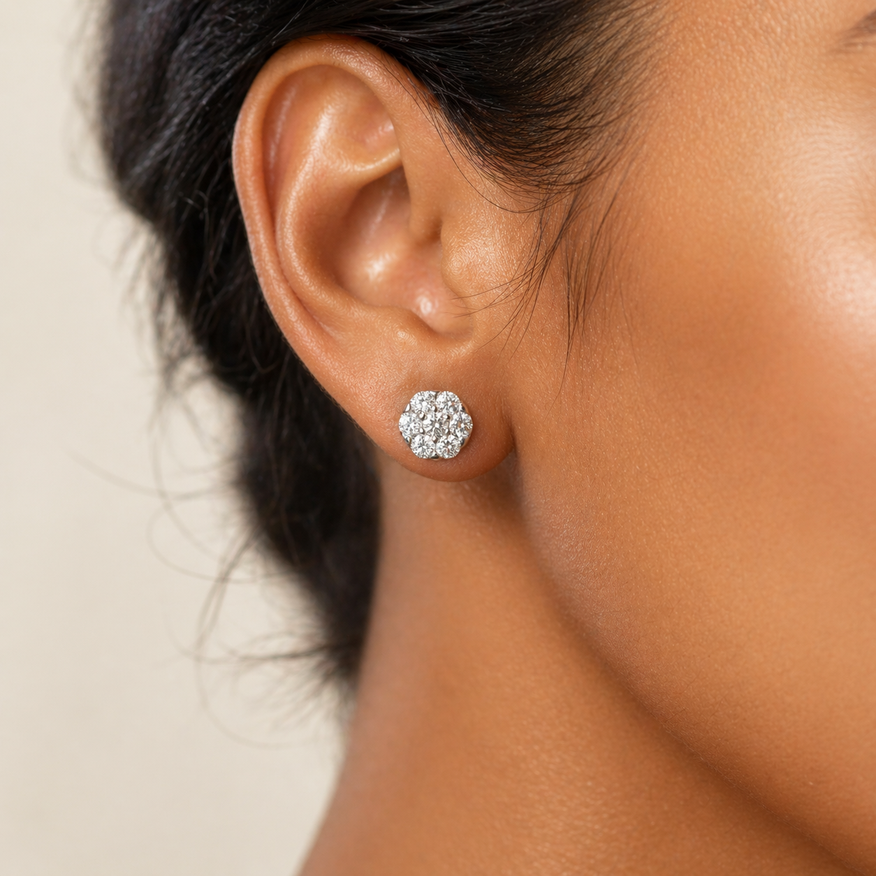 Moissanite Flower Studs - Zilver