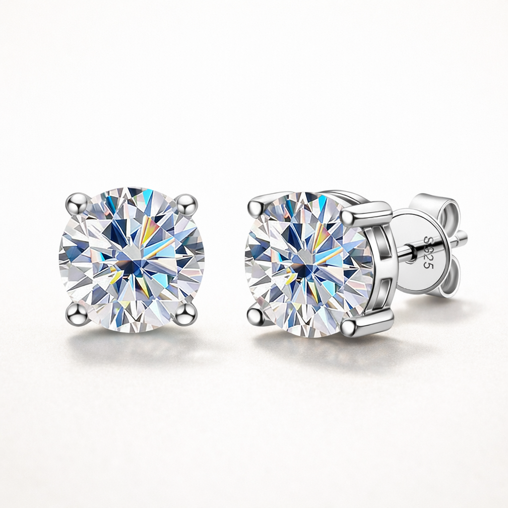 Moissanite Diamond Studs - Zilver
