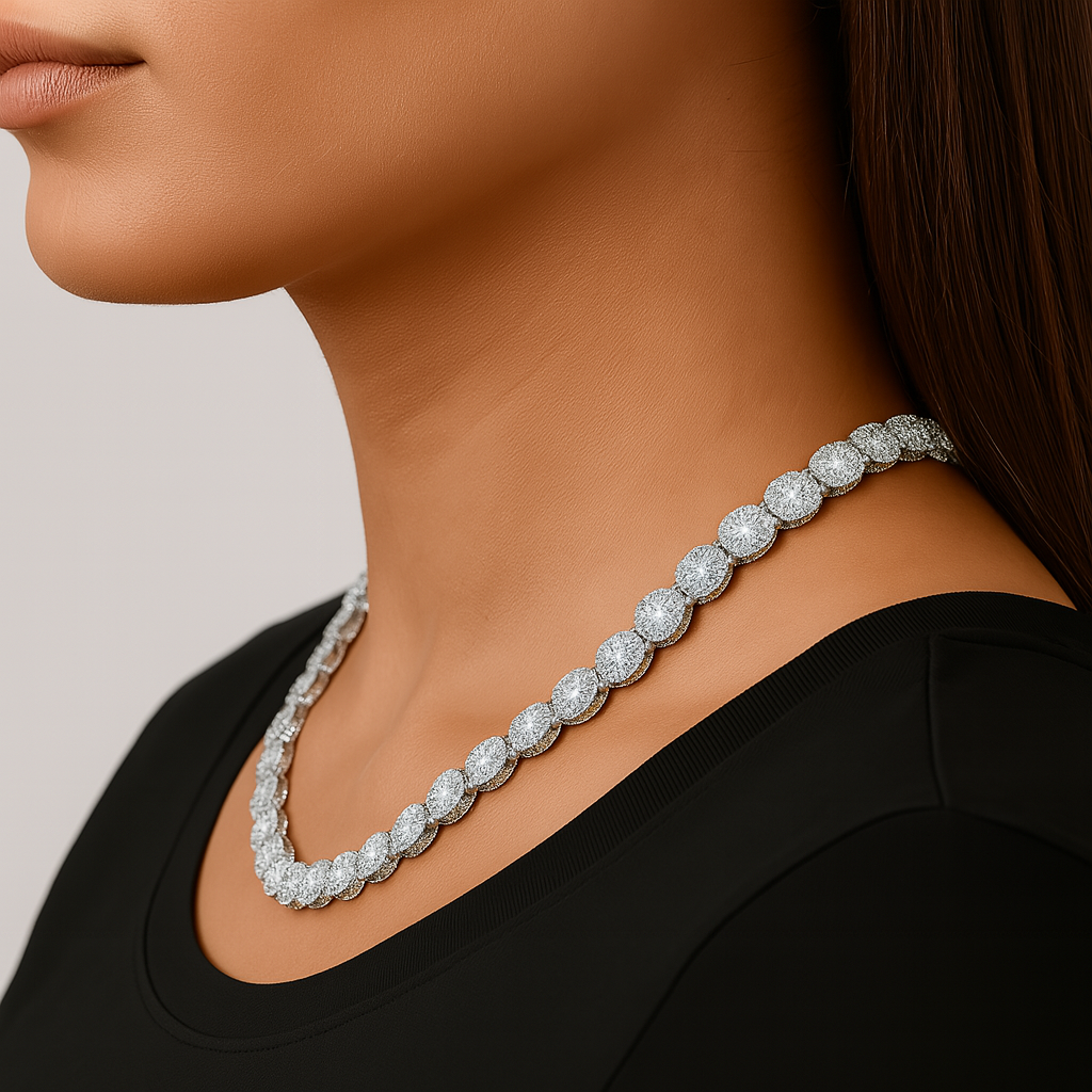 Clustered Tennis Ketting- Witgoud 12 mm